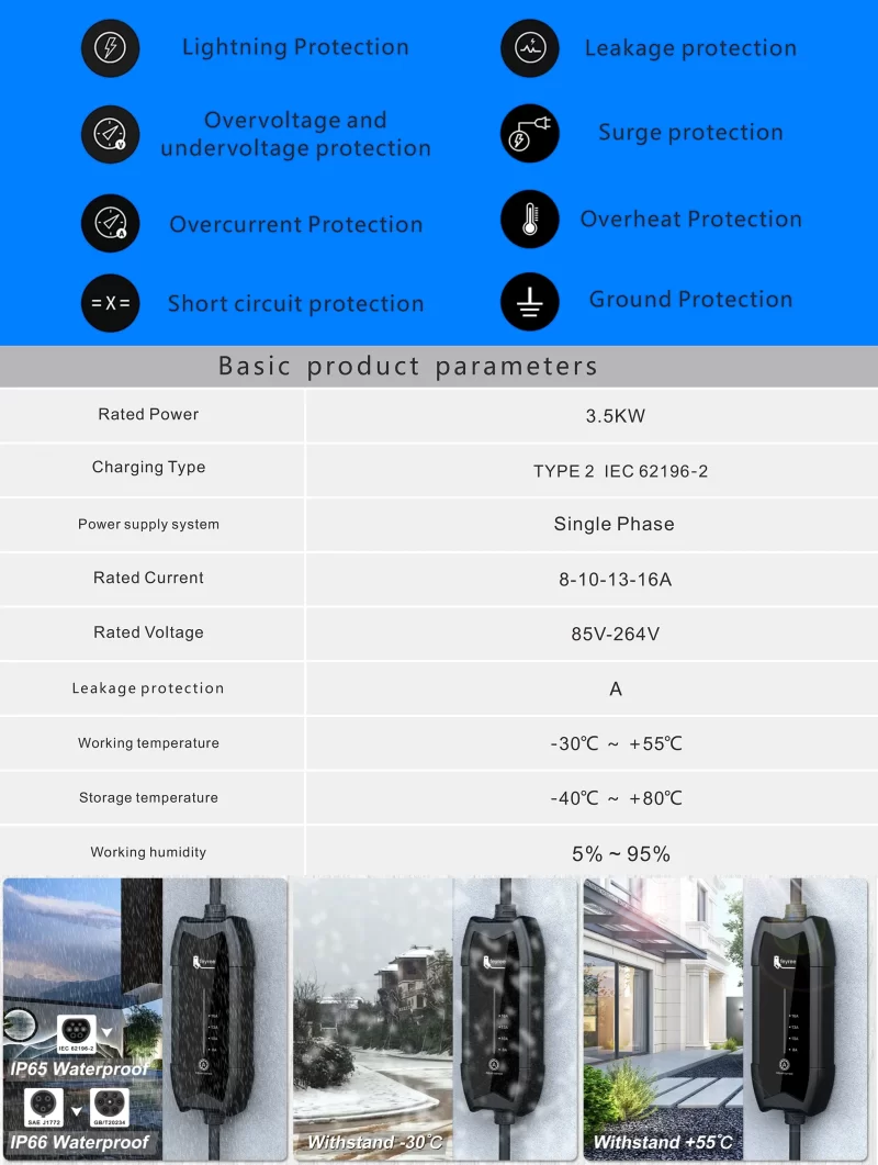 FEYREE 3.5kW 16A Tip-2  ŞARJ ÜNİTESİ