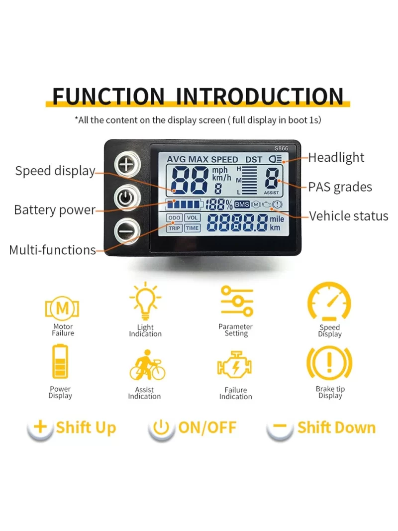 S866 LCD Display -Gösterge (WP Fişli)