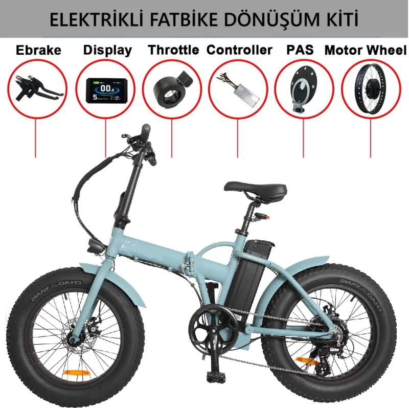 48V 750W  Elektrikli Fatbike Bisiklet Dönüşüm Kiti